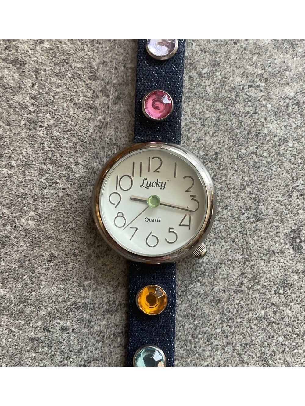 Cool Luckey Brand Womens Watch 26mm Silver Tone Case Blue Leather Band A15